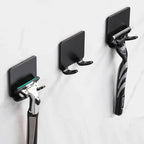 Decorative Hook 2 Pcs Punch Free Razor Holder Storage Hook Wall Men Shaving Shaver Shelf Bathroom Razor Rack Wall Bathroom Accessories Stevvex
