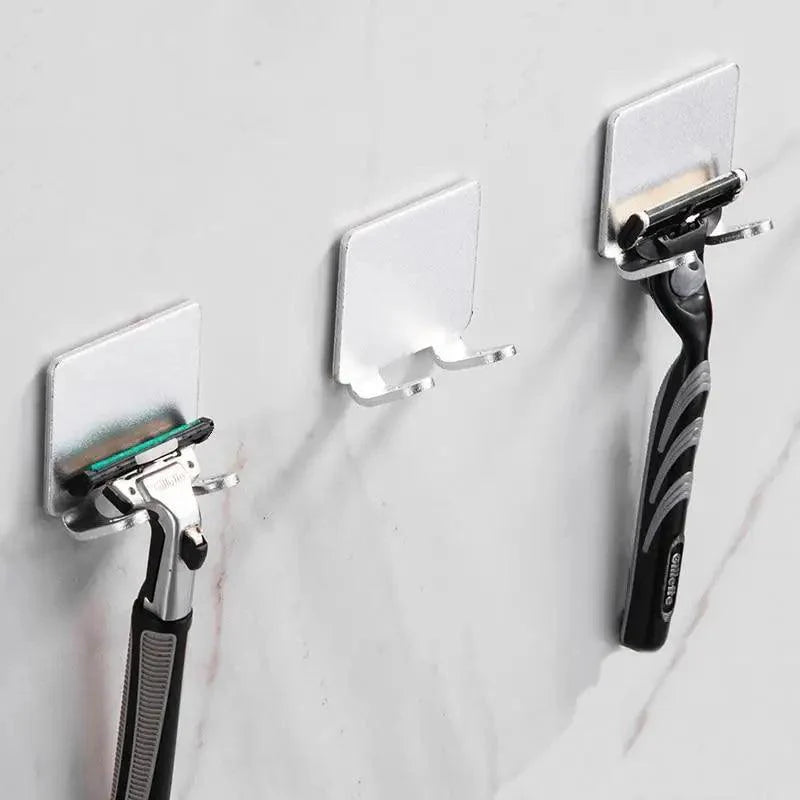Decorative Hook 2 Pcs Punch Free Razor Holder Storage Hook Wall Men Shaving Shaver Shelf Bathroom Razor Rack Wall Bathroom Accessories Stevvex