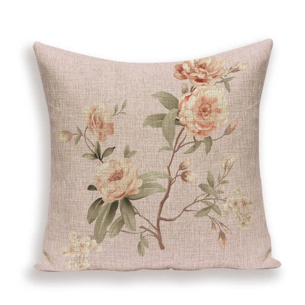 Decorative Plant Flower Throw Pillow Cover Soft Linen Cushion Cover For Living Room Couch Sofa Patio Outdoor Home Decor  Decorative Plant Flower Throw Pillow Covers For Couch Sofa Bed Modern Quality Design Cushion Cover 45x45cm Stevvex