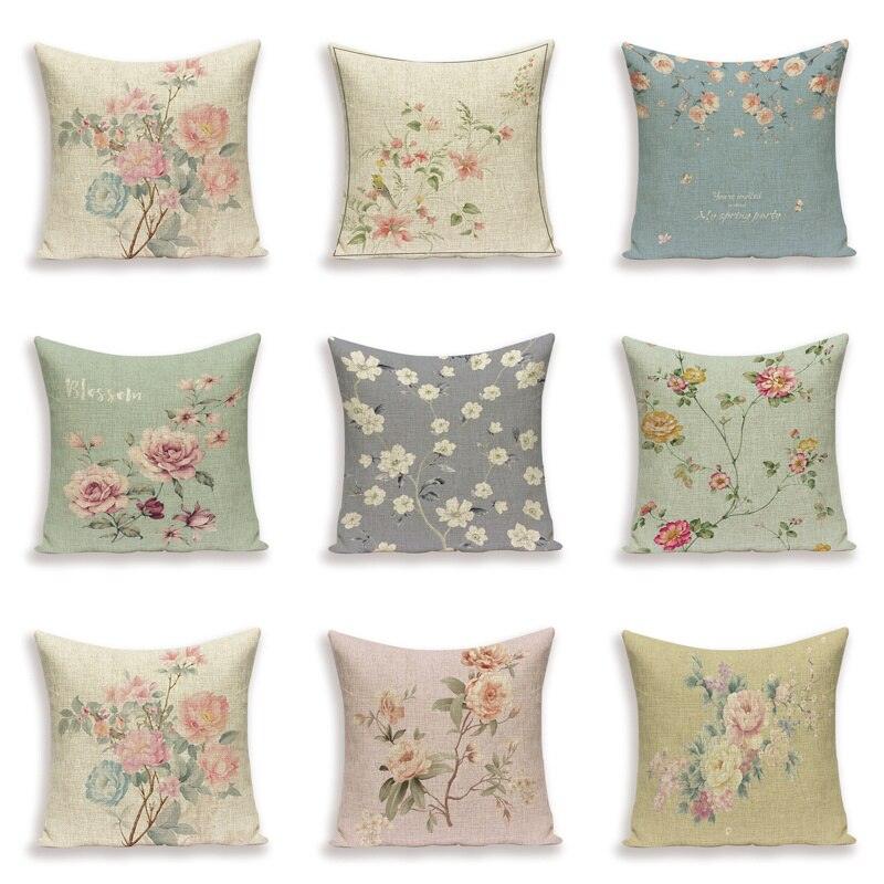 Decorative Plant Flower Throw Pillow Cover Soft Linen Cushion Cover For Living Room Couch Sofa Patio Outdoor Home Decor  Decorative Plant Flower Throw Pillow Covers For Couch Sofa Bed Modern Quality Design Cushion Cover 45x45cm Stevvex