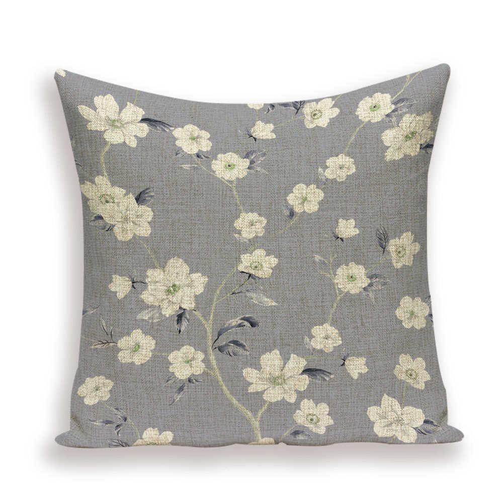 Decorative Plant Flower Throw Pillow Cover Soft Linen Cushion Cover For Living Room Couch Sofa Patio Outdoor Home Decor  Decorative Plant Flower Throw Pillow Covers For Couch Sofa Bed Modern Quality Design Cushion Cover 45x45cm Stevvex