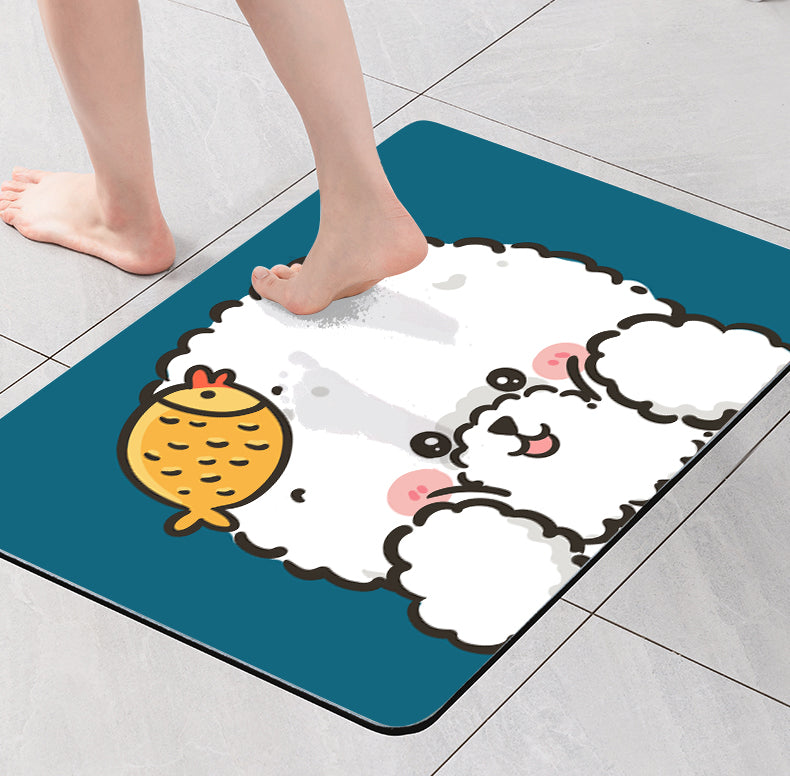 West Highland Corgi Teddy Diatoms Mud Absorbent Non-slip Floor Mat Pi-Mart