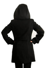 Wool Feel Double Breasted Hooded Coat