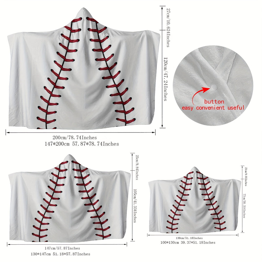 1pc Baseball Hooded Blanket Thick Nap Wearable Blanket Magic Blanket Hooded Cape Cozy Warm Soft Blanket For Sofa Office Bed And Travelling Lootquake LLC