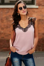 Pink One More Night Lace Cami Tank Top - SJB-DIAMOND ELITES