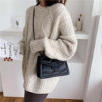 Delighted Black PU Leather Crossbody Chain Bags For Women And Girls Simple Fashionable Shoulder Small Handbags Stevvex