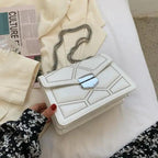 Delighted Black PU Leather Crossbody Chain Bags For Women And Girls Simple Fashionable Shoulder Small Handbags Stevvex