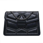 Delighted Black PU Leather Crossbody Chain Bags For Women And Girls Simple Fashionable Shoulder Small Handbags Stevvex