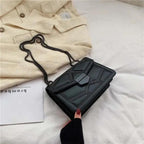 Delighted Black PU Leather Crossbody Chain Bags For Women And Girls Simple Fashionable Shoulder Small Handbags Stevvex