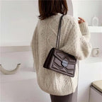 Delighted Black PU Leather Crossbody Chain Bags For Women And Girls Simple Fashionable Shoulder Small Handbags Stevvex