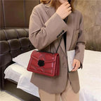 Delighted Black PU Leather Crossbody Chain Bags For Women And Girls Simple Fashionable Shoulder Small Handbags Stevvex