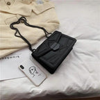 Delighted Black PU Leather Crossbody Chain Bags For Women And Girls Simple Fashionable Shoulder Small Handbags Stevvex
