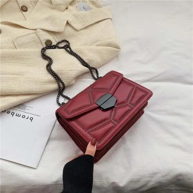 Delighted Black PU Leather Crossbody Chain Bags For Women And Girls Simple Fashionable Shoulder Small Handbags Stevvex