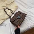 Delighted Black PU Leather Crossbody Chain Bags For Women And Girls Simple Fashionable Shoulder Small Handbags Stevvex