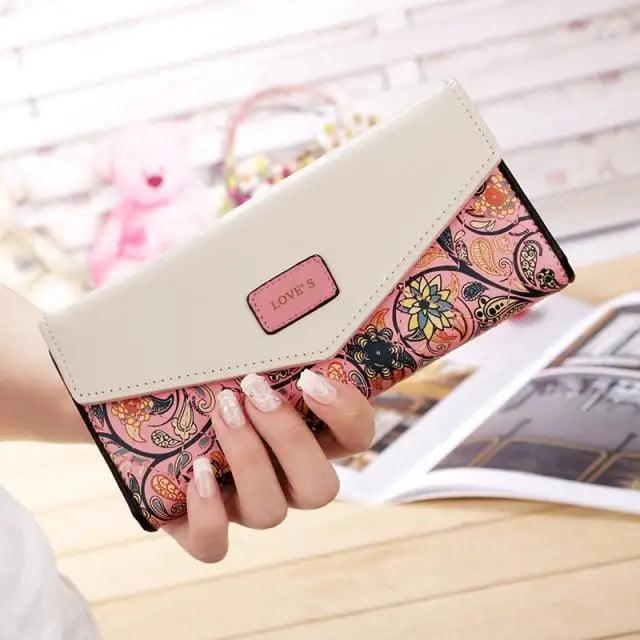Delightful Small Floral PU Leather Money Purse For Women And Girls Fashion Designer Buckle Wallets for Female Stevvex