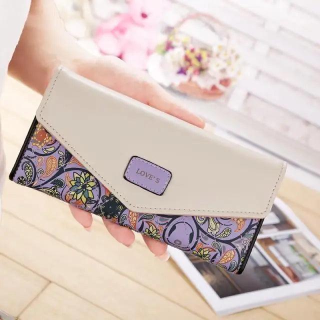 Delightful Small Floral PU Leather Money Purse For Women And Girls Fashion Designer Buckle Wallets for Female Stevvex