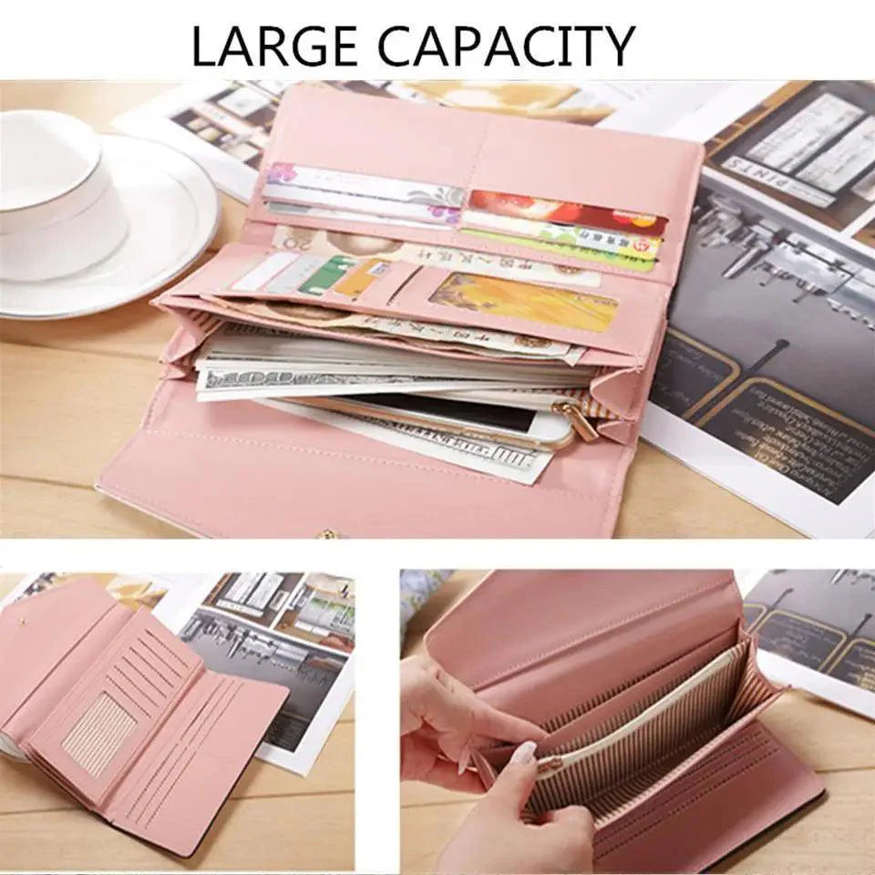 Delightful Small Floral PU Leather Money Purse For Women And Girls Fashion Designer Buckle Wallets for Female Stevvex