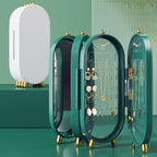 Desktop Jewelry Storage Box Multilayer Dustproof Earrings Rings Necklaces Display Holder Case for Women Jewelry Organizer Box Collapsible Earring Holder Jewelry Organizer Box with Mirror Earring Necklace Jewelry Box Organizer Stevvex