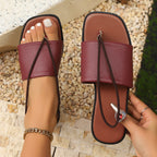 Women's Flip-toe Sandals Flat Roman Beach Shoes Pi-Mart