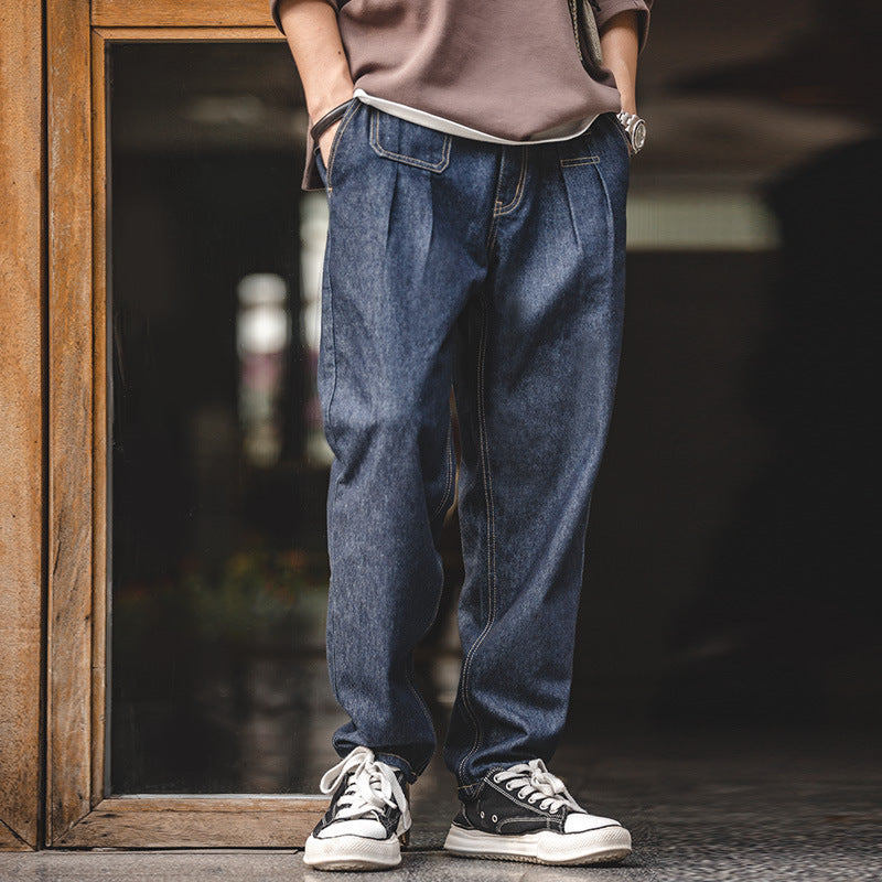 Washed Elastic Waist Loose Jeans Lootquake LLC