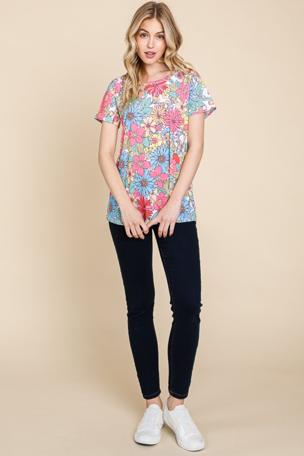 BOMBOM Floral Short Sleeve T-Shirt Lootquake LLC