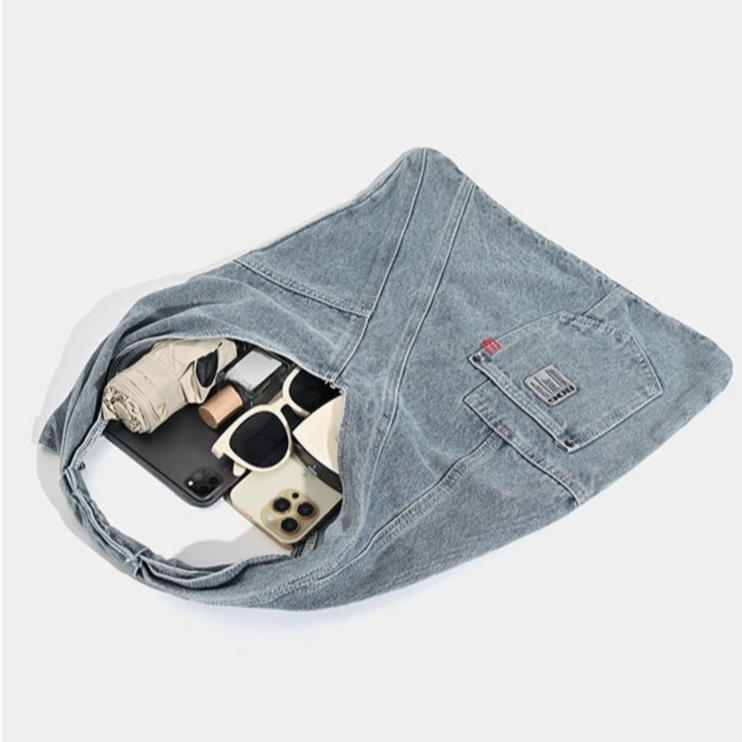 Washed denim hobo bag, underarm shoulder bag, large capacity tote shoulder bag, handbag versatile - SJB-DIAMOND ELITES