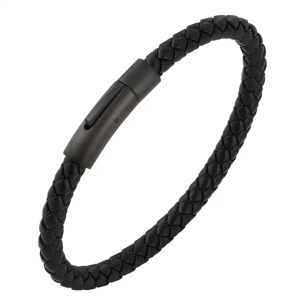 Woven Frosted Black Buckle Simple Leather Bracelet Lootquake LLC