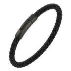 Woven Frosted Black Buckle Simple Leather Bracelet Lootquake LLC