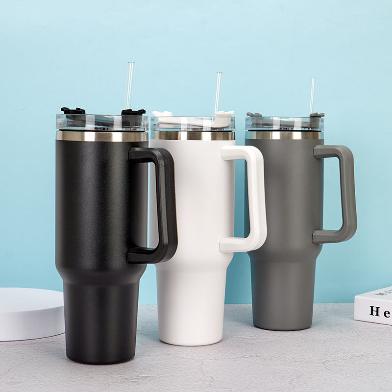 40oz Straw Coffee Insulation Cup With Handle Portable Car Stainless Steel Water Bottle LargeCapacity Travel BPA Free Thermal Mug Pi-Mart