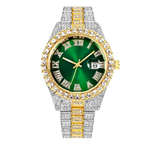 Steel Band Quartz Watch Full Diamond With Calendar