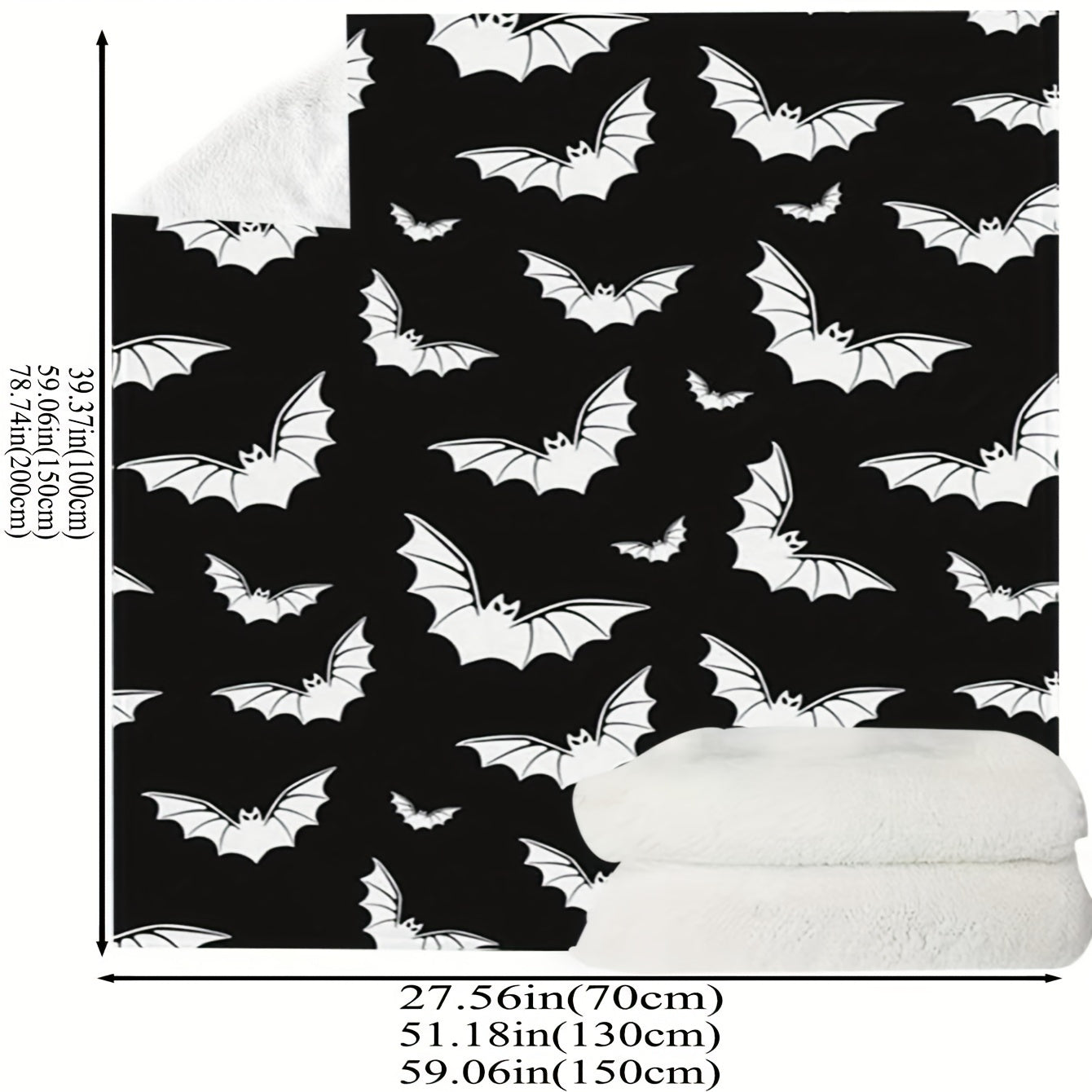1pc Black And White Bat Pattern Blanket, Warm Cozy Soft Throw Blanket For Couch Bed Sofa