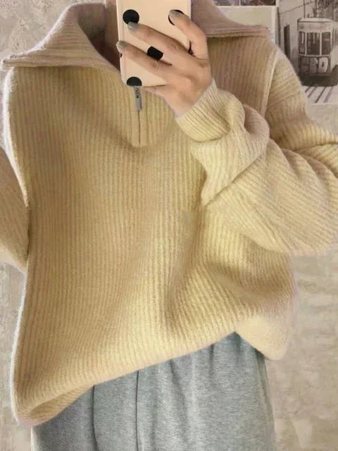 Turtleneck Zipper Sweater Pi-Mart