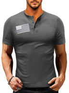 Men's American Flag Short Sleeve Henley Top