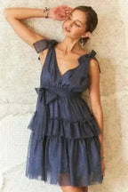 Polka Dot Mesh Dress – Playful Tie Shoulder & Smocked Detail