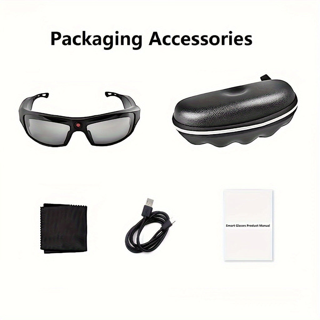 Smart Video Glasses 1080P HD Camera Glasses with Wireless Headset, Open Ear Speaker, AI Real-Time Translation Support 110+ Languages 102° Wide-angle, Sports Outdoor Glasses for Biking, Skiing, Motorcycling, Fishing Lootquake LLC