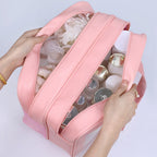 Dry & Wet Separation PVC Transparent Beach Bag – Double-Layer Portable Travel Toiletry Bag with Compartments for Makeup & Cosmetic Storage, Ideal for Organizing on-the-Go - SJB-DIAMOND ELITES