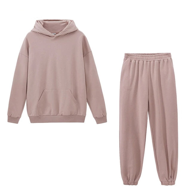 Women's Hoodie And Sweatpants White Sportswear Two-piece Suit Pi-Mart