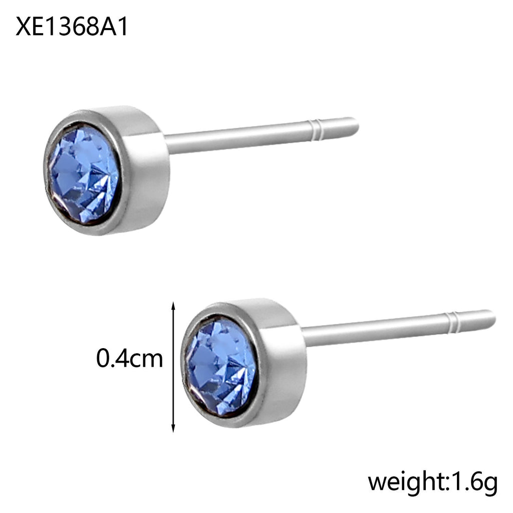 Stainless Steel Gold-plated Birthday Stone Constellation Diamond Bone Nail Pi-Mart