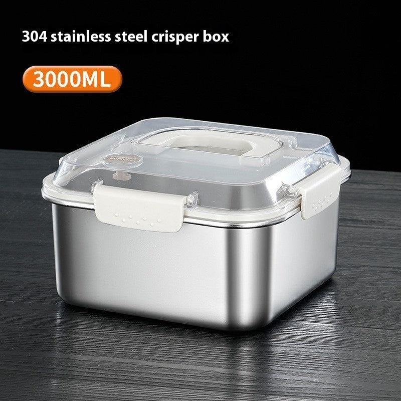 304 Stainless Steel Crisper Square Lunch Box With Handle Pi-Mart