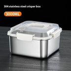 304 Stainless Steel Crisper Square Lunch Box With Handle Pi-Mart