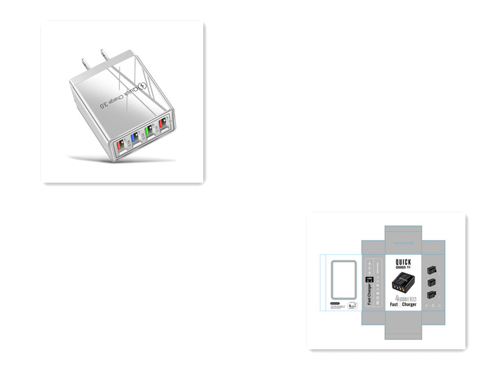 USB Charger Quick Charge 3.0 4 Phone Adapter For Tablet Portable Wall Mobile Charger Fast Charger Pi-Mart