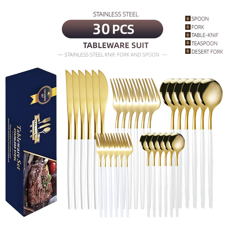 Stainless Steel Knife And Forks 30-piece Tableware Set Suit Pi-Mart
