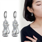 Cute Kitty Zircon Pendant Alloy Plated Silver Accessories Necklace Pi-Mart