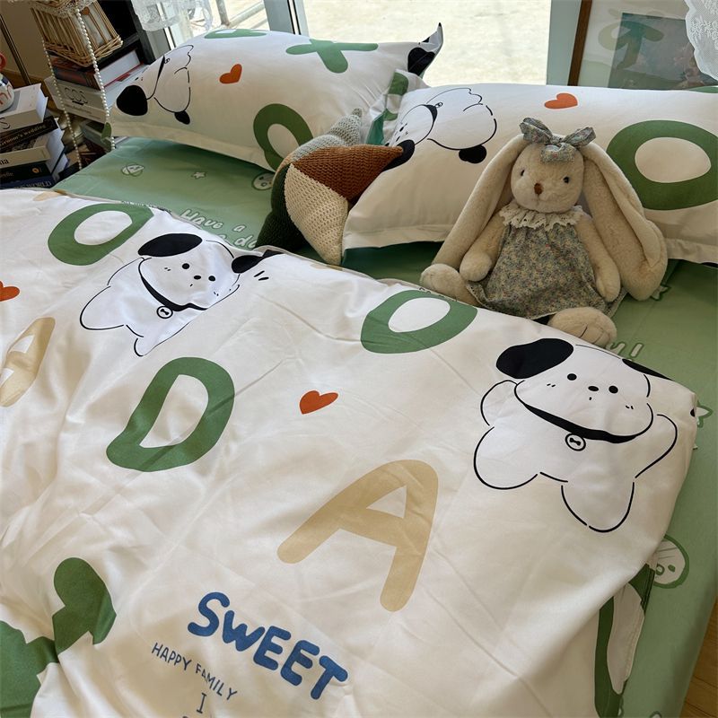 Washed Cotton Bed Sheet Quilt Cover Four-piece Set Pi-Mart