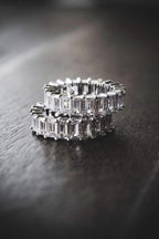 Diamond Baguette Eternity Ring Sterling Silver Band
