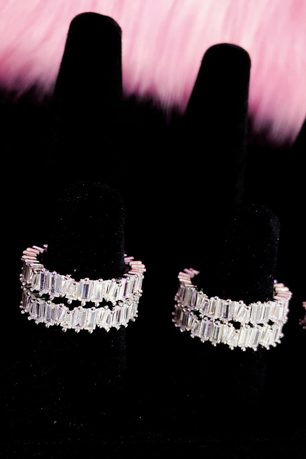 Diamond Baguette Eternity Ring Sterling Silver Band