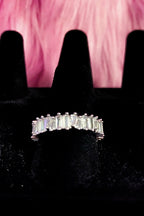 Diamond Baguette Eternity Ring Sterling Silver Band