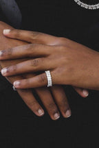 Diamond Baguette Eternity Ring Sterling Silver Band