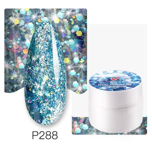 Diamond Gel Nail Polish 5ML Permanent Varnish Painting UV Manicure Reflective Sparkling Luxury Design Nail Gels for Women and Girls Stevvex