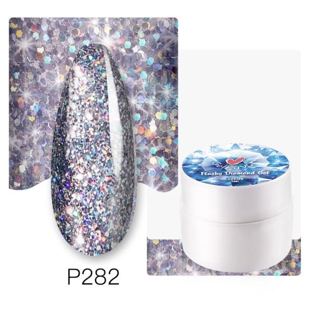 Diamond Gel Nail Polish 5ML Permanent Varnish Painting UV Manicure Reflective Sparkling Luxury Design Nail Gels for Women and Girls Stevvex